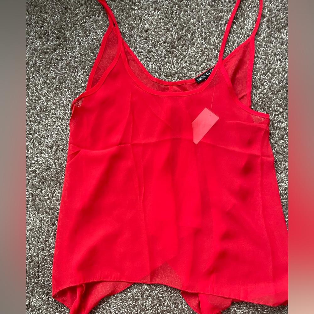 Red sheer top